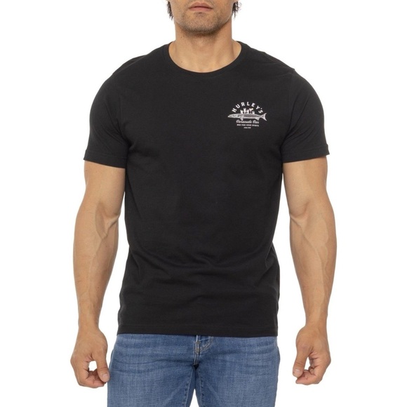 Hurley Barracuda Bar Graphic Black T-Shirt - Short Sleeve Men’s Large NWT - Picture 1 of 12